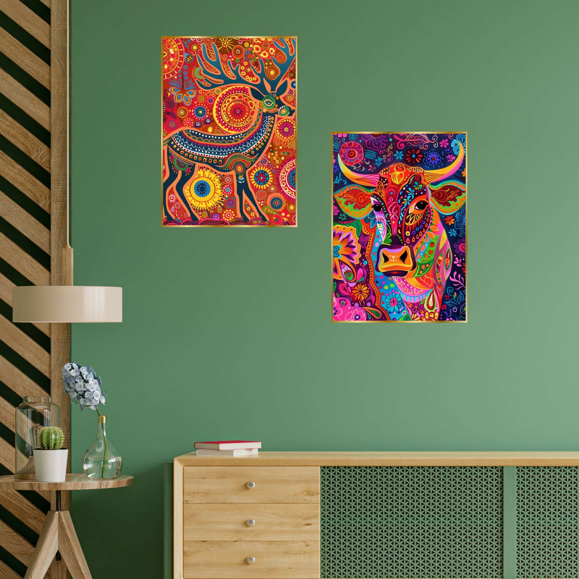 Set of Two Wall Paintings for Wall Dacoration Golden Framed Wall Paintings for Living Room & Bedroom Wall Art for Home Decoration & Office Wall Décor (14x11 inch CH-GD2-8) - Image 2